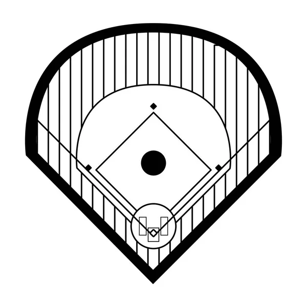 Terrain de baseball sport noir et blanc — Image vectorielle
