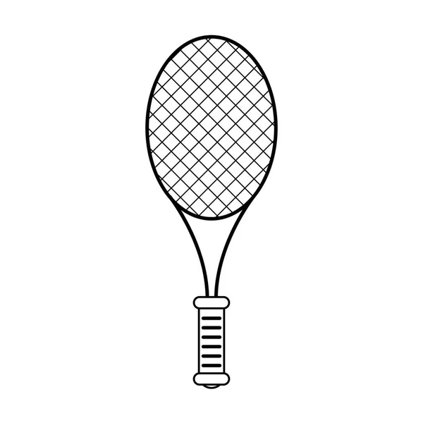 Raquette sport tennis noir et blanc — Image vectorielle