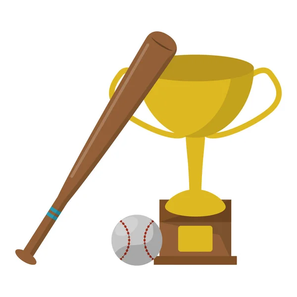 Coppa trofeo mazza da baseball e palla — Vettoriale Stock