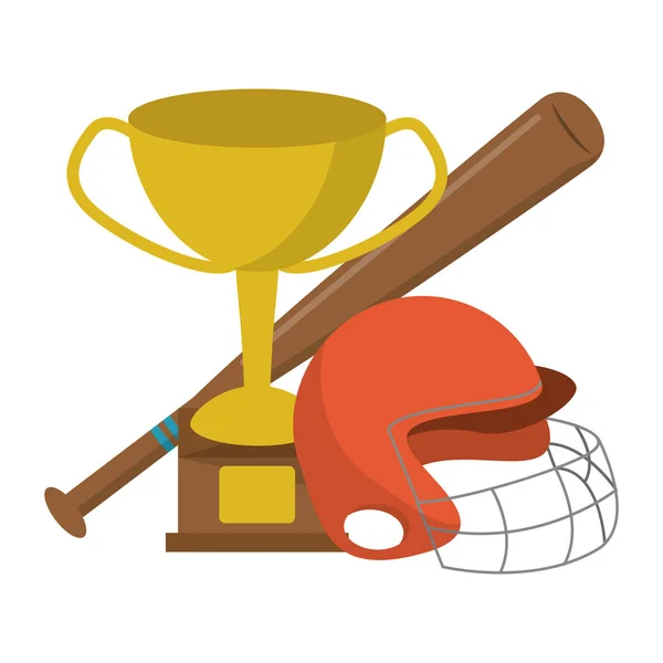 Baseball hjälm bat och trophy cup — Stock vektor