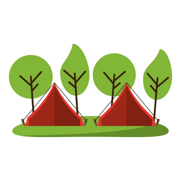 Camping tents in forest — Wektor stockowy