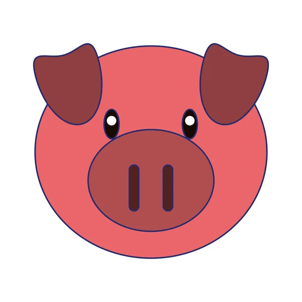 Cerdo cabeza de animal de dibujos animados — Vector de stock