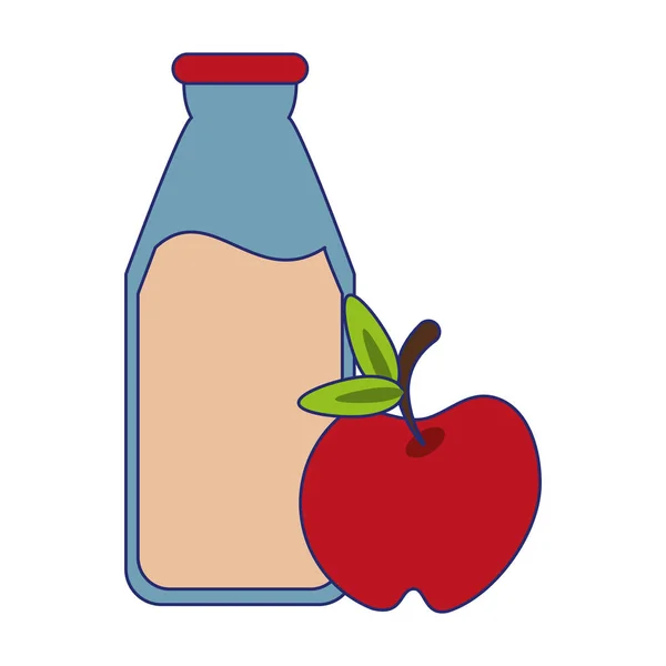 Garrafa de leite e fruta de maçã — Vetor de Stock
