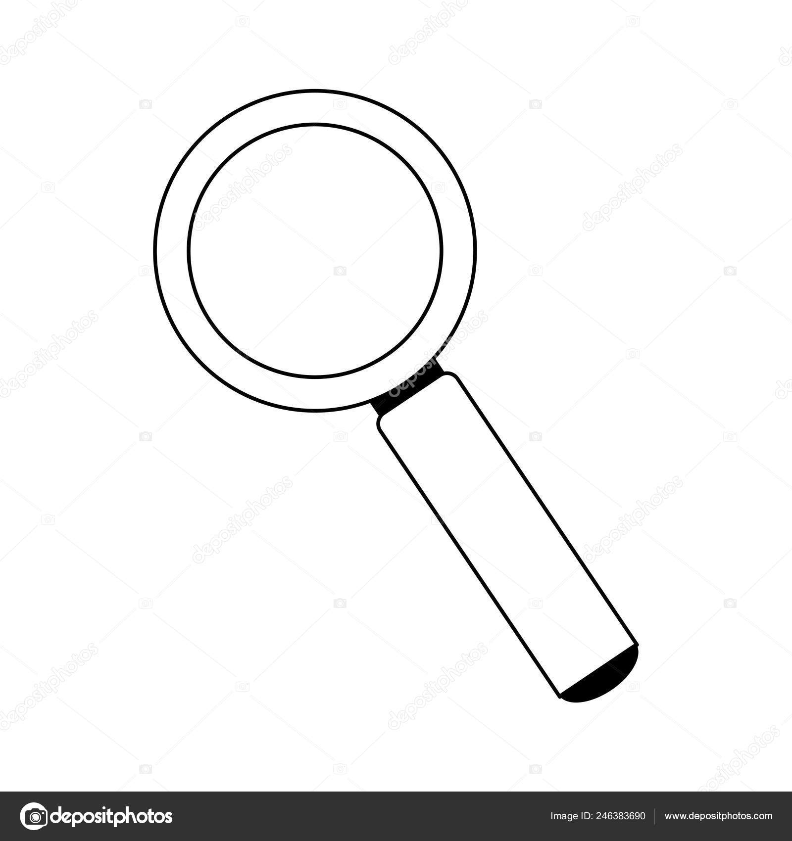 Magnifying glass symbol isolated black and white Stock Vector by
