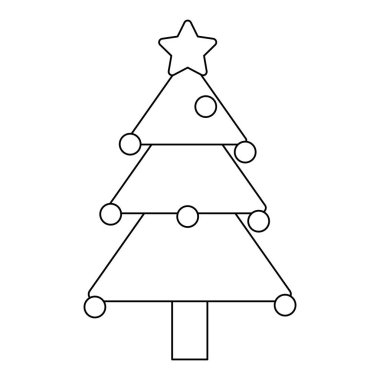 yıldız ve topları siyah ve beyaz ile Noel ağacı