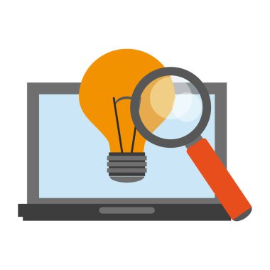 ampul ışık ve büyüteç ile dizüstü bilgisayar