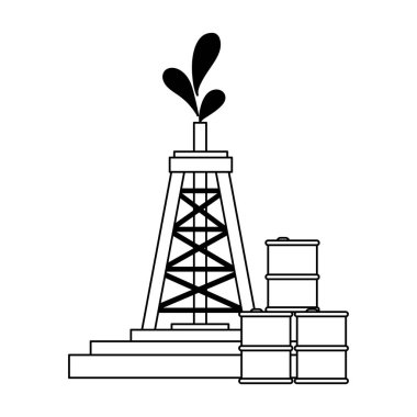 Petrol rafinerisi pompa siyah ve beyaz