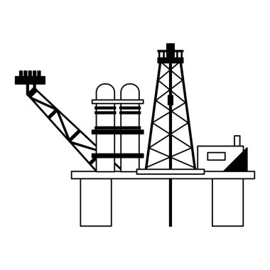 Petrol rafinerisi pompa siyah ve beyaz