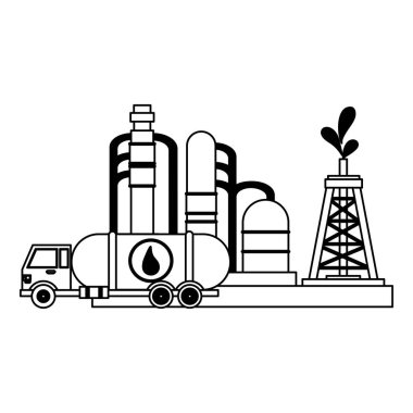 Petrol rafinerisi pompa siyah ve beyaz