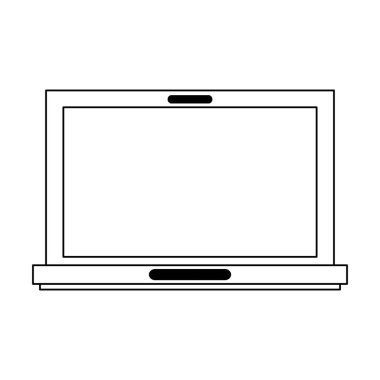 dizüstü bilgisayar tehnology sembol siyah ve beyaz