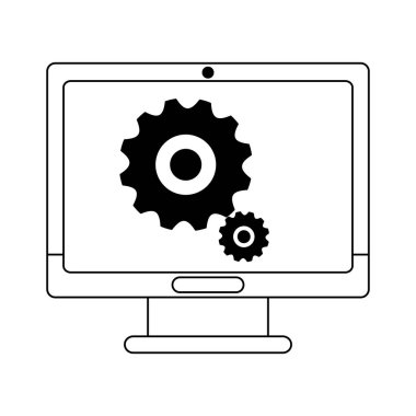 bilgisayar ekranı ile vites siyah ve beyaz