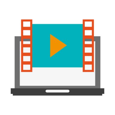 video oynatıcı sembolü ile dizüstü bilgisayar