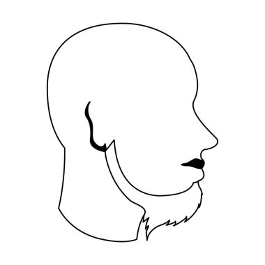 Sakal izole meçhul baş avatar vektör çizim grafik tasarım ile kel adam