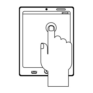 siyah beyaz parmak tabletiyle dokunmadan el