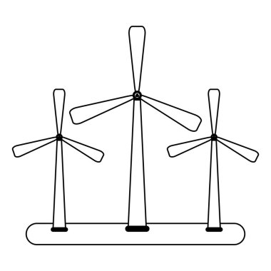 Rüzgar türbinleri çimen enerji siyah beyaz