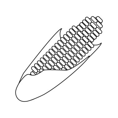 Mısır taze sebze karikatür siyah ve beyaz