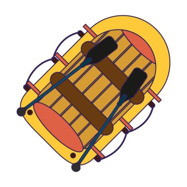 Kürekleri karikatür TOPVIEW mavi çizgilerle tekne