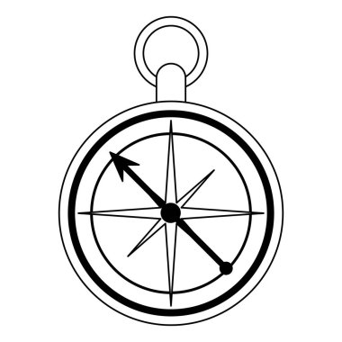 Gezinti pusula sembol siyah ve beyaz izole