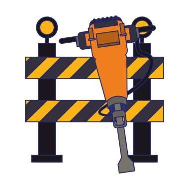 mavi çizgiler inşaat bariyer ve beton matkap