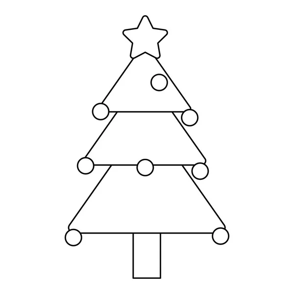 圣诞树与星和球黑和白色 — 图库矢量图片
