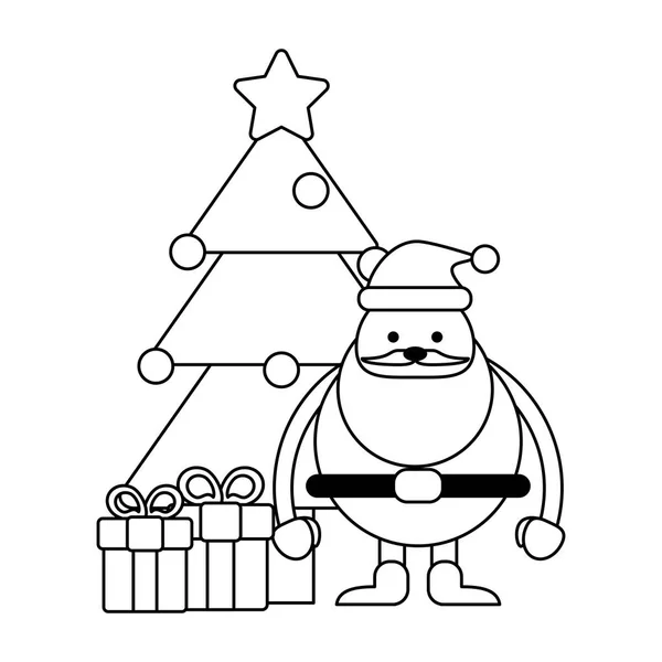 Vánoční sezóny karikatury černá a bílá — Stockový vektor