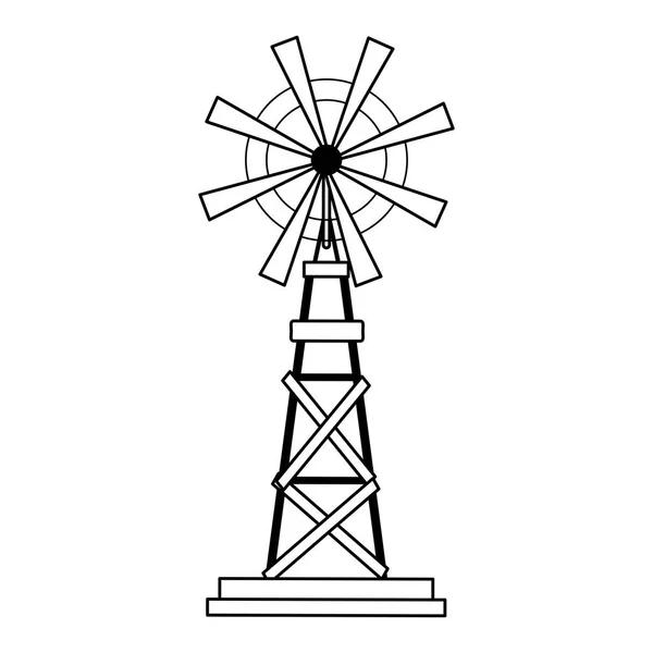 Farm windmill symbol black and white — Stock Vector