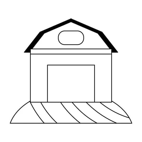 Farmhouse Building Symbol schwarz und weiß — Stockvektor