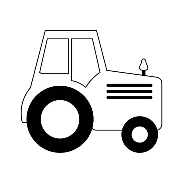 Boerderij trekker voertuig zwart-wit — Stockvector