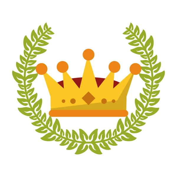 Rei coroa com folhas de grinalda — Vetor de Stock
