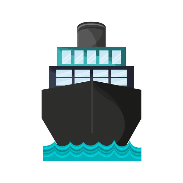 海の中のコンテナー貨物船 — ストックベクタ