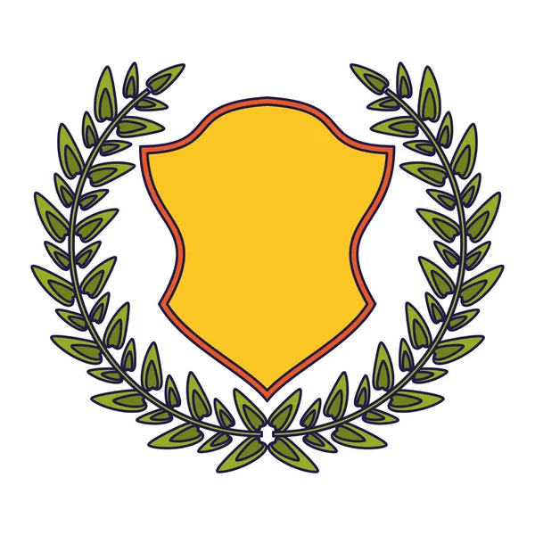 Emblema de la insignia con hojas de corona — Vector de stock