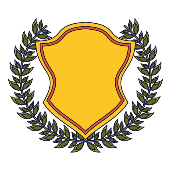 Emblema distintivo con foglie di ghirlanda — Vettoriale Stock