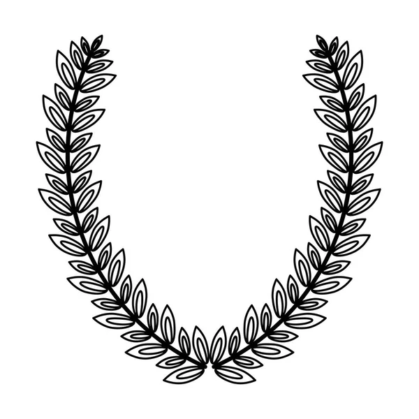 Krans laurel decoratie embleem zwart-wit — Stockvector