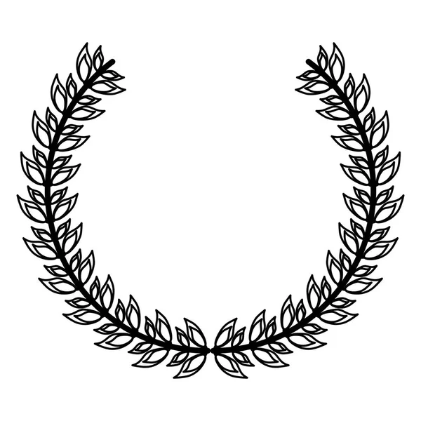 Вінок лавровий прикраса емблема чорно-білий — стоковий вектор