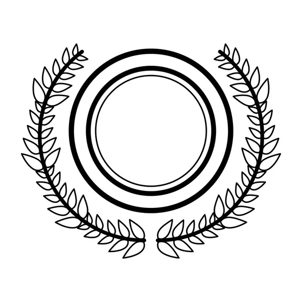 Badge emblem with wreath leaves black and white — 图库矢量图片