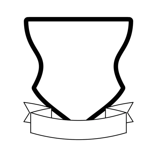 Abzeichen Emblem mit Schleifenbanner schwarz-weiß — Stockvektor