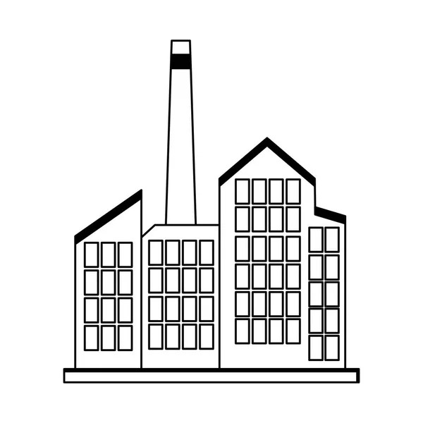 Fábrica industrial edificio de dibujos animados en blanco y negro — Archivo Imágenes Vectoriales