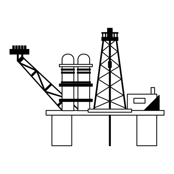 Διυλιστήριο πετρελαίου αντλία μαύρο και άσπρο — Διανυσματικό Αρχείο