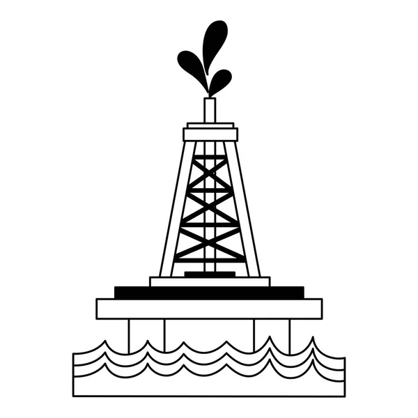 Pompa raffineria petrolio bianco e nero — Vettoriale Stock