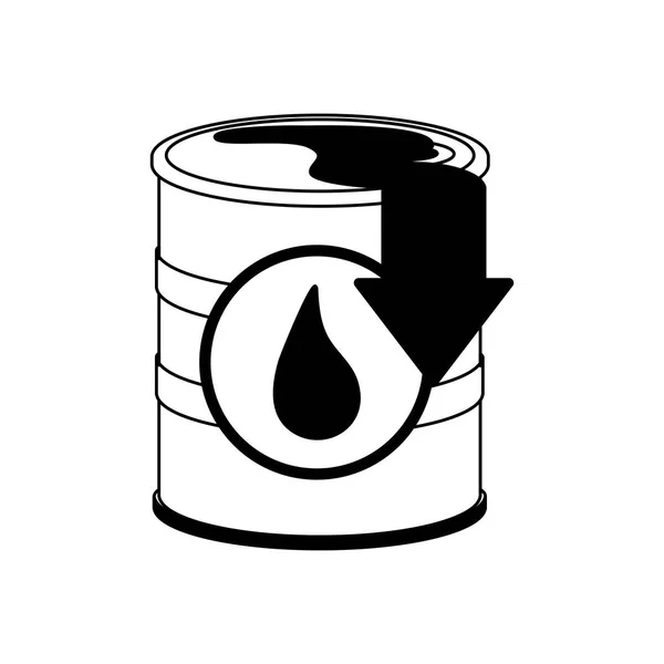 Oil barrel price down black and white — Stock Vector