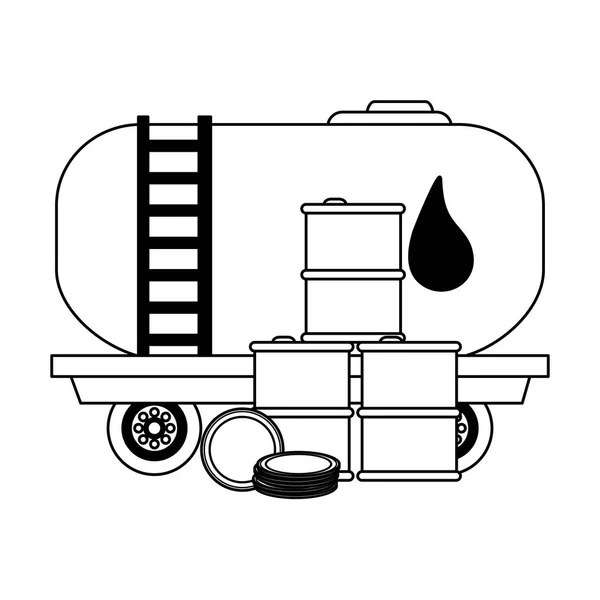 Huile d'affaires et pétrole noir et blanc — Image vectorielle