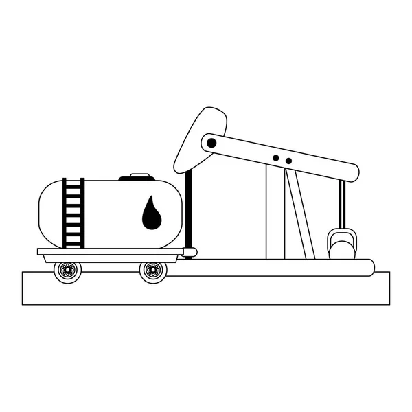 Petrol rafinerisi pompa siyah ve beyaz — Stok Vektör