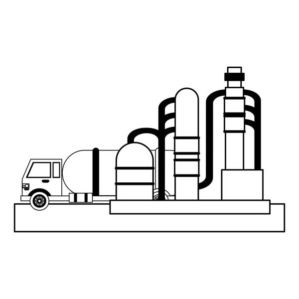 Bomba de refinería de petróleo blanco y negro — Vector de stock