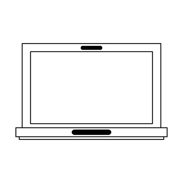 Laptop Computer Tehnologie Symbol schwarz und weiß — Stockvektor