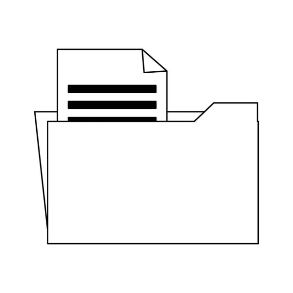 Složka s dokument symbol černé a bílé — Stockový vektor