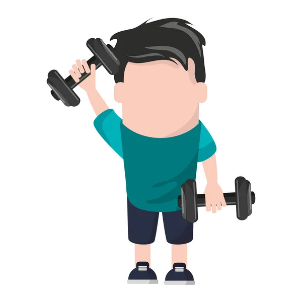 Funny man avatar with dumbbells — Stock Vector