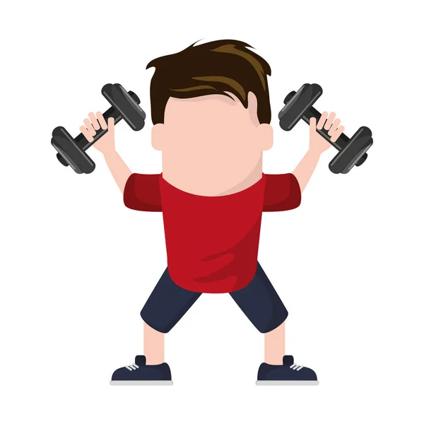 Funny man avatar with dumbbells — Stock Vector