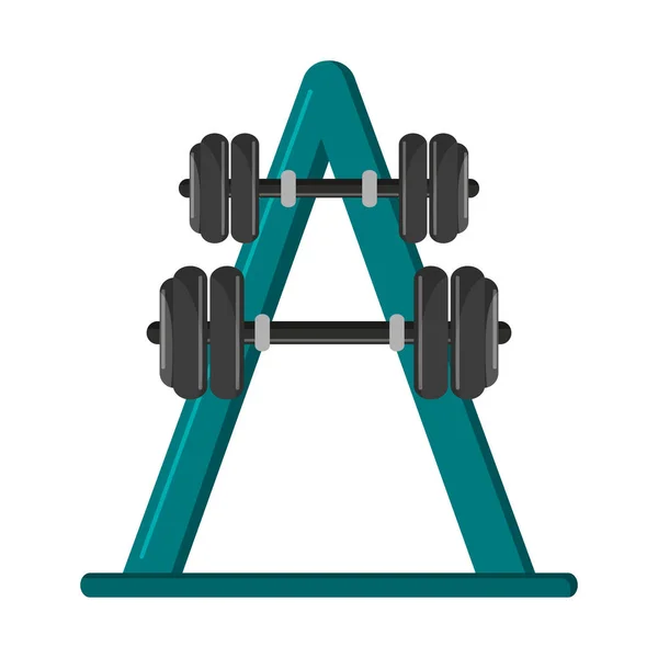 Pesas de gimnasio en el stand — Vector de stock