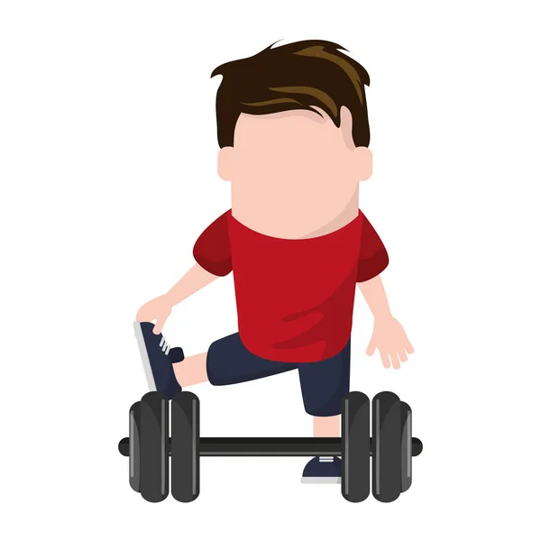 Funny Avatar man with barbell — Stock Vector