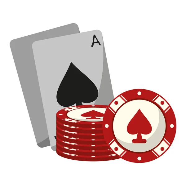 Tarjetas de casino con fichas — Vector de stock